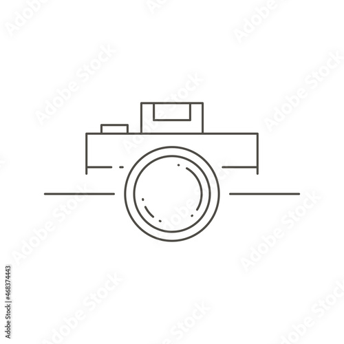 Abstract geometric photo video camera lens and button linear simple logo vector illustration