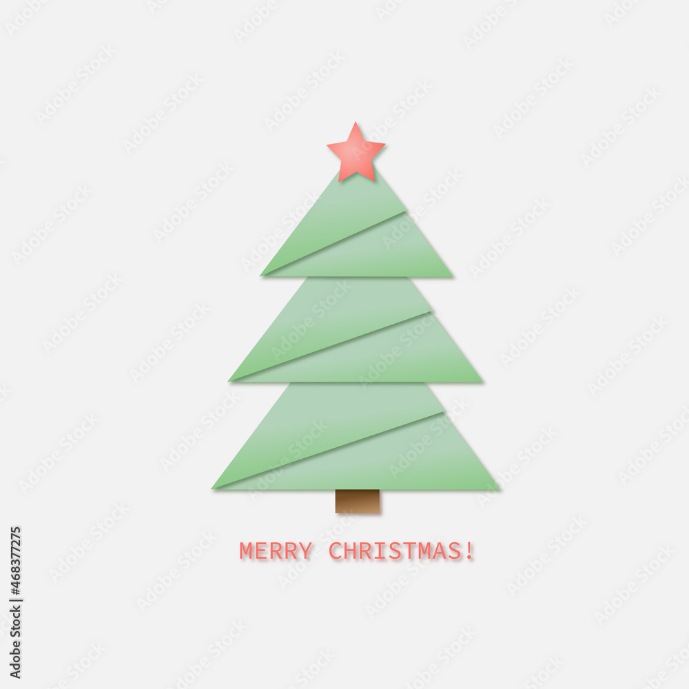 Christmas card in minimalist styles. Illustration of a Christmas tree in origami styles. Place for a text about the new year. Christmas card in minimalist styles. Illustration of a Christmas tree in origami styles. Place for a text about the new year.