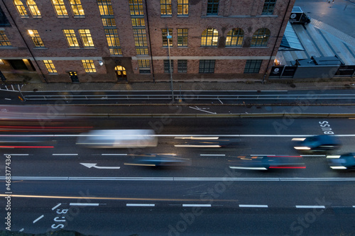 Canvas Print Stockholm, Sweden Commuter and bus traffic on the Stadsgardsleden on Sodermalm
