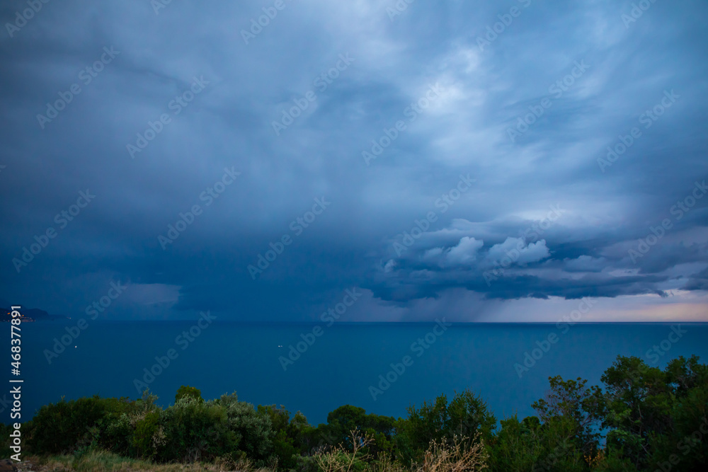 Storm on Adriatic Sea near Budva, Montenegro