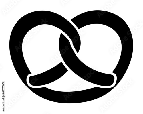 Pretzel - baking product - vector silhouette illustration for logo or icon. Bresel - Traditional German meal pastry snack black silhouette for pictogram or sign