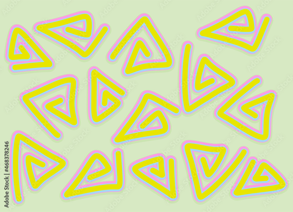 Simple background with curly triangle line pattern