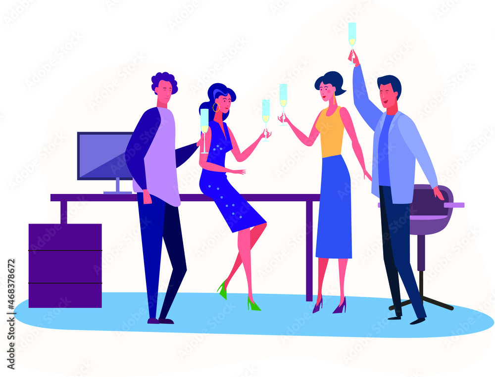 party of office employees. Simple flat graphic style vector illustration