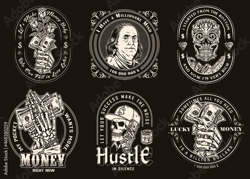 Vintage monochrome money prints