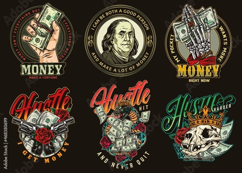 Money vintage colorful logotypes