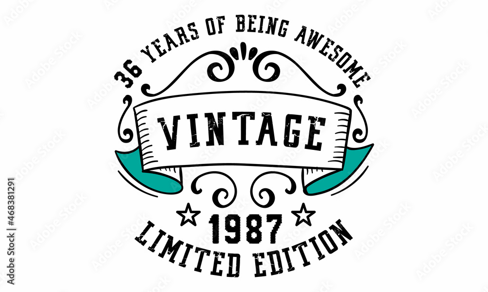 36 Years of Being Awesome Vintage Limited Edition 1987 Graphic. It's able to print on T-shirt, mug, sticker, gift card, hoodie, wallpaper, hat and much more.
