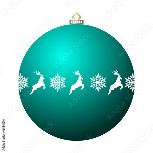Obraz na płótnie Christmas ball with snowflake and reindeer w salonie