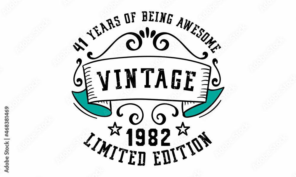 41 Years of Being Awesome Vintage Limited Edition 1982 Graphic. It's able to print on T-shirt, mug, sticker, gift card, hoodie, wallpaper, hat and much more.