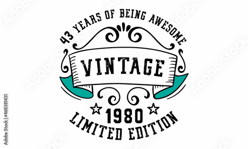 43 Years of Being Awesome Vintage Limited Edition 1980 Graphic. It's able to print on T-shirt, mug, sticker, gift card, hoodie, wallpaper, hat and much more.