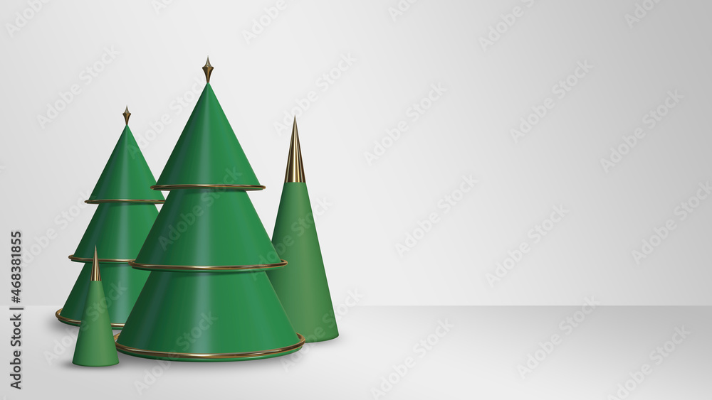 3D render Christmas Tree with copy space on white background in Christmas Holidays , 3D illustration