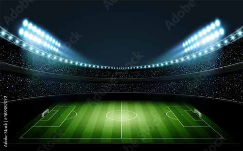 ライトアップされた夜のサッカースタジアム