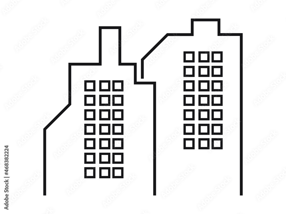 black line building or tower icon