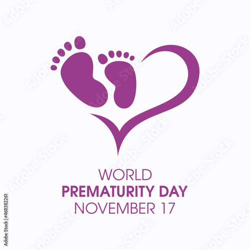 World Prematurity Day vector. Baby footprint and heart shape silhouette icon vector. Prematurity Day Poster, November 17. Important day