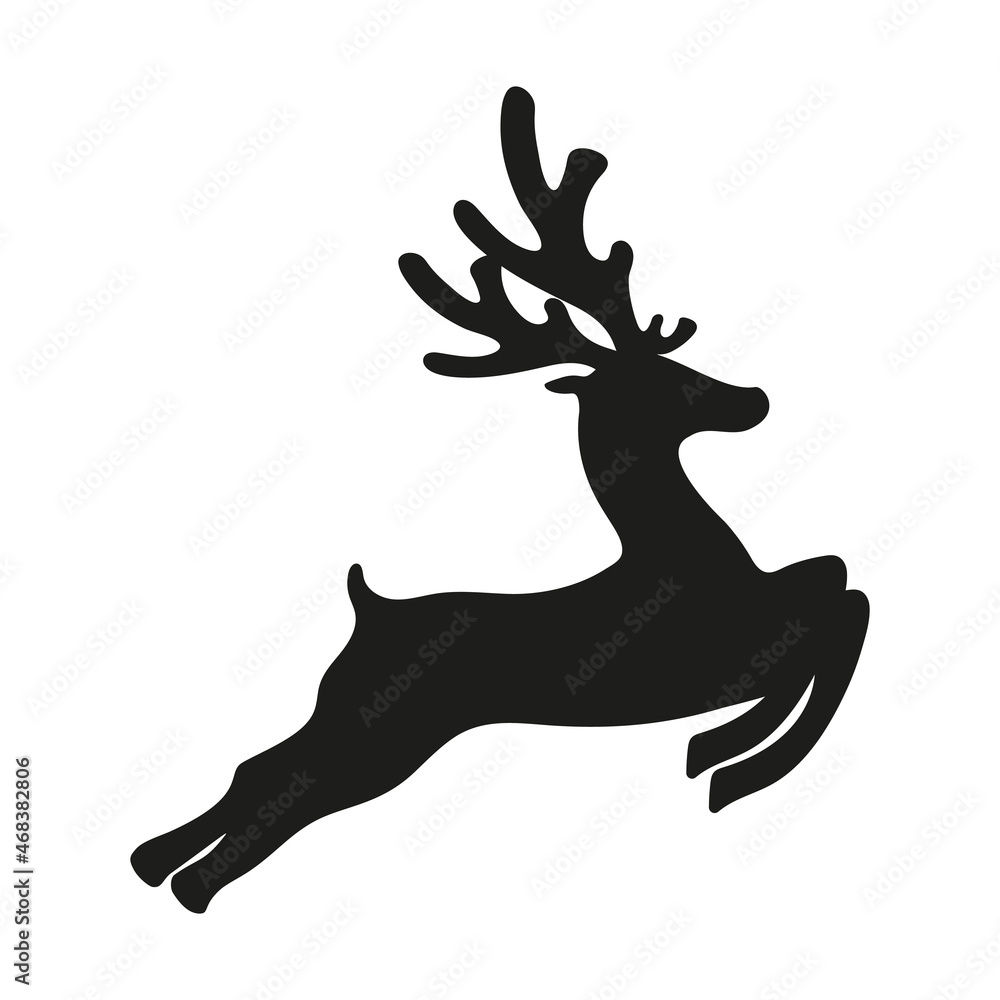 Fototapeta premium Reindeer silhouette isolated on white background 