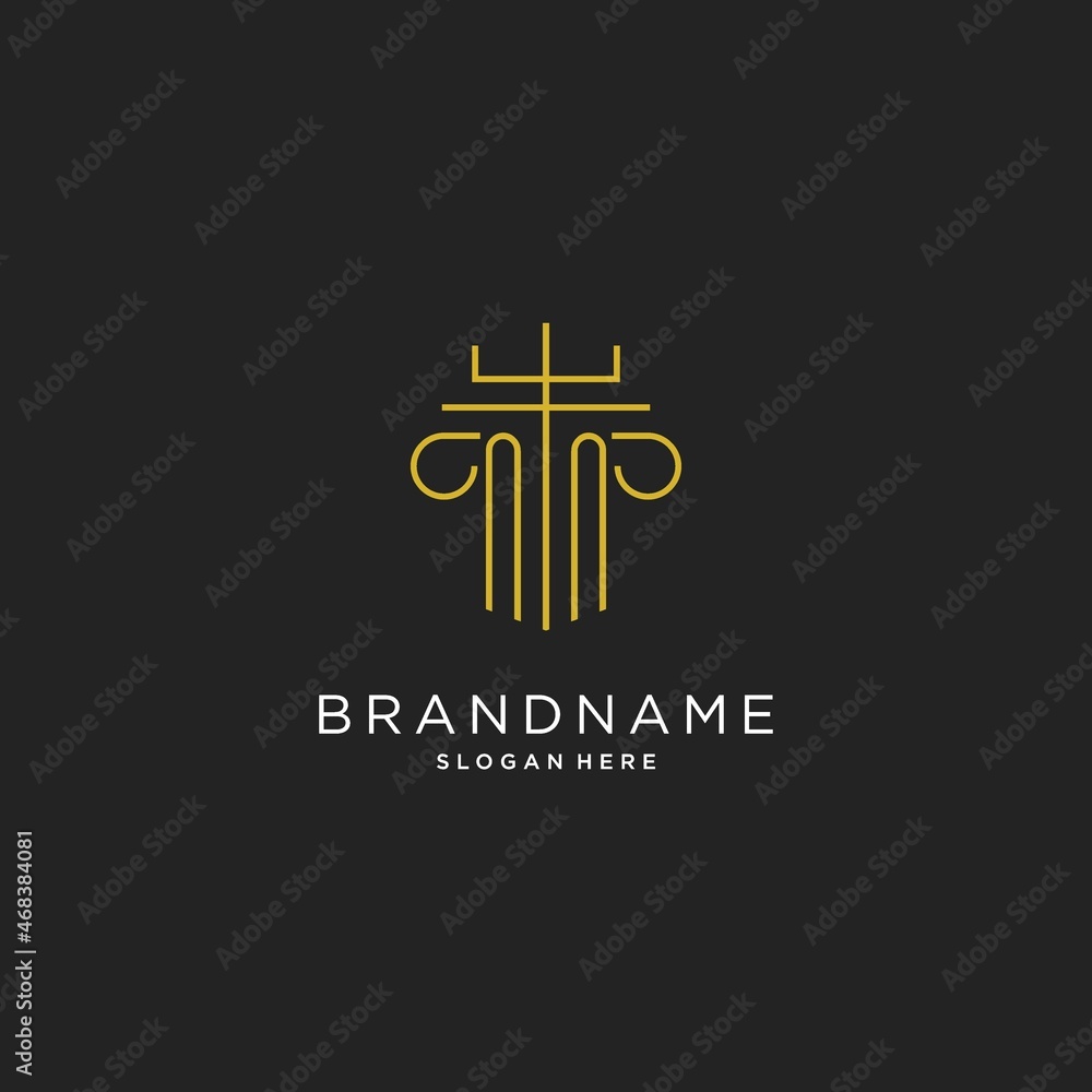 NN initial with monoline pillar logo style, luxury monogram logo design ...