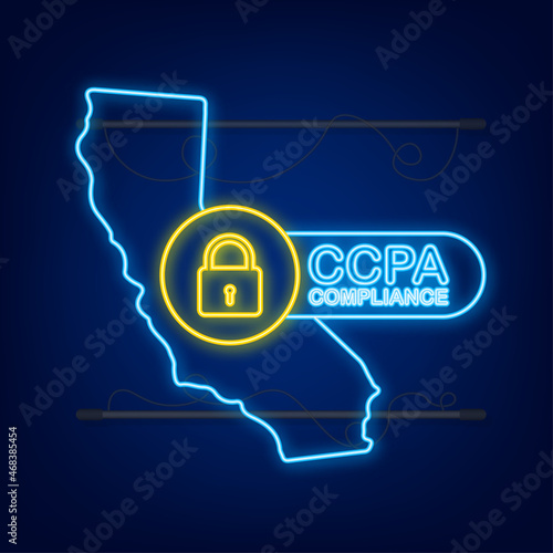 Ccpa, great design for any purposes. Security vector neonicon. Website information. Internet security. Data protection neon sign photo