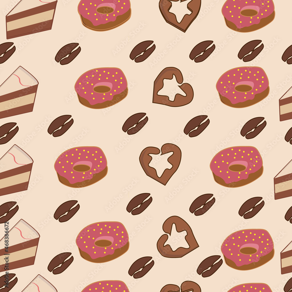 seamless background with coffee and sweets seamless background with coffee and sweets