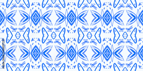 Fototapeta Naklejka Na Ścianę i Meble -  Portuguese pattern. Seamless majolica ceramic. Abstract spanish texture.