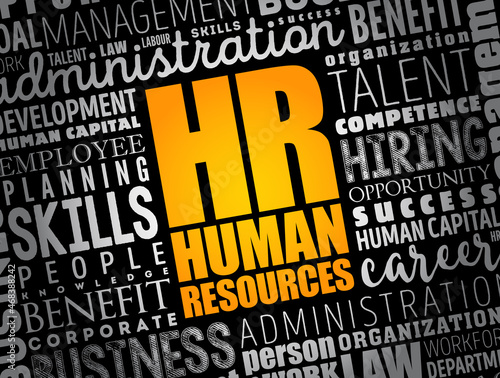 HR - Human Resources word cloud collage, business concept background