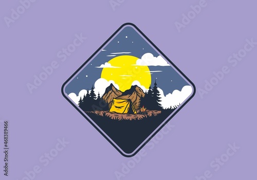 illustration drawing of overnight camping