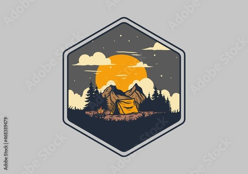 illustration drawing of overnight camping