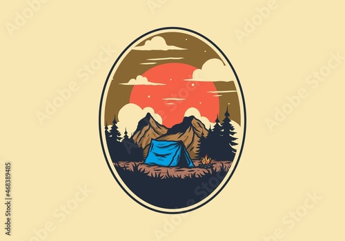 illustration drawing of overnight camping