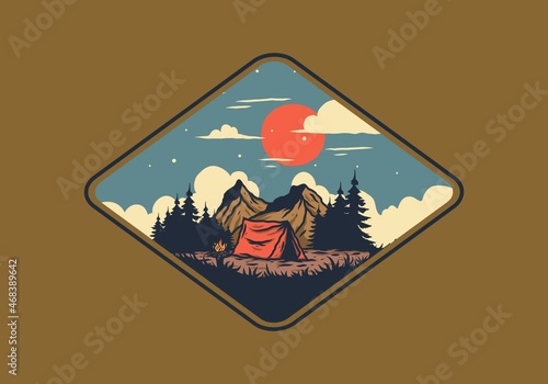 illustration drawing of overnight camping