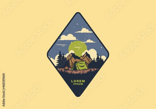 illustration drawing of overnight camping
