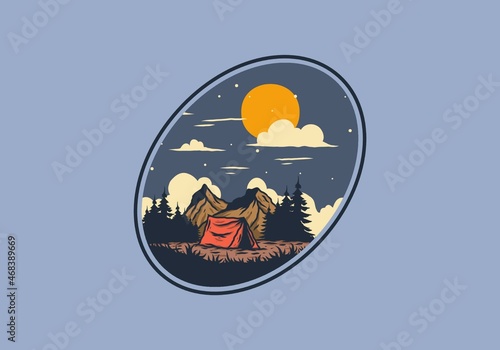 illustration drawing of overnight camping