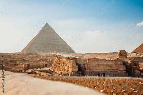 Valokuva Pyramid of Egypt against the sky. Ruin