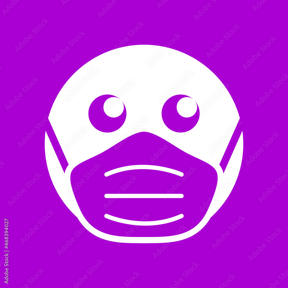 Wear a Mask Warning Sign Showing a Face with a Facemask Icon. Vector Image.