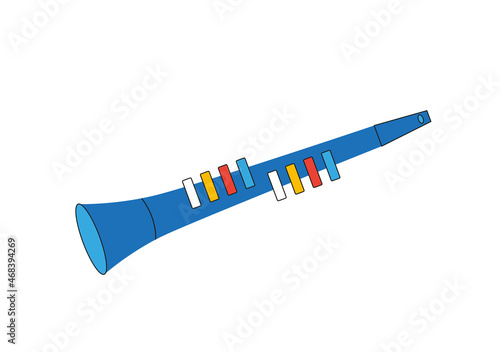 Children's musical instrument clarinet isolated on white background