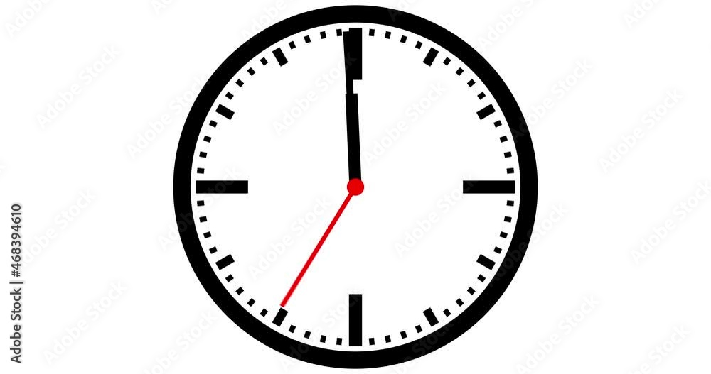 Wall Clock animation with ticking second hand, shows the last 30