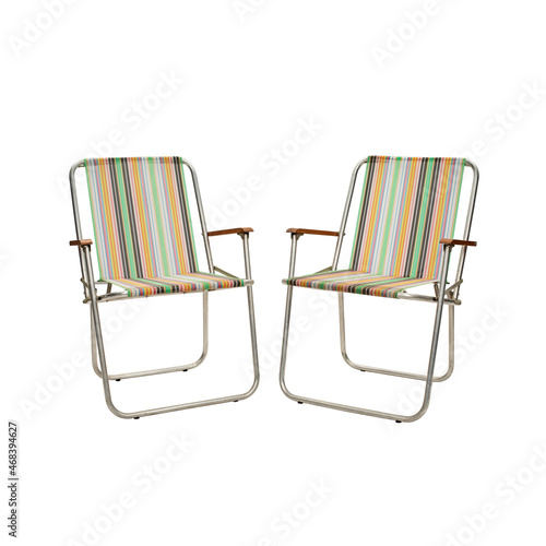 old fashioned deck chair on white background