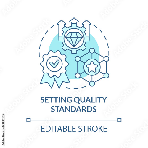 Setting quality standarts blue concept icon. Performance control. Service guarantee. Brand planning abstract idea thin line illustration. Vector isolated outline color drawing. Editable stroke