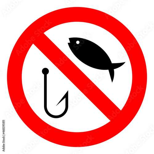 Stop fishing raster illustration on a white background. An isolated flat icon illustration of stop fishing with nobody.