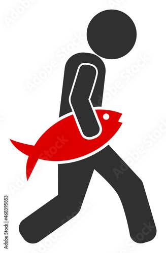 Fish robber raster illustration on a white background. An isolated flat icon illustration of fish robber with nobody.