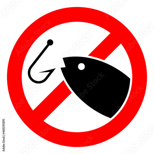 No fishing raster illustration on a white background. An isolated flat icon illustration of no fishing with nobody.