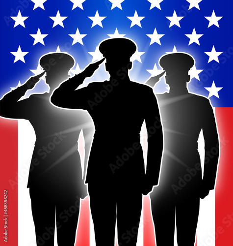 three usmc marines silhouette with USA flag