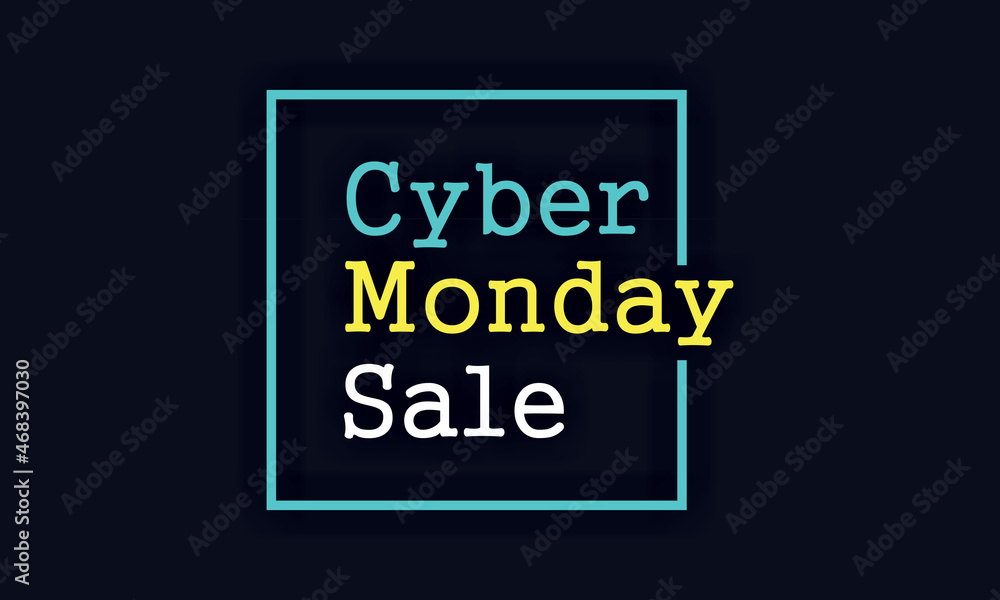 Cyber monday sale on dark blue background. Online sales promotion event. vector illustration Cyber monday sale on dark blue background. Online sales promotion event. vector illustration