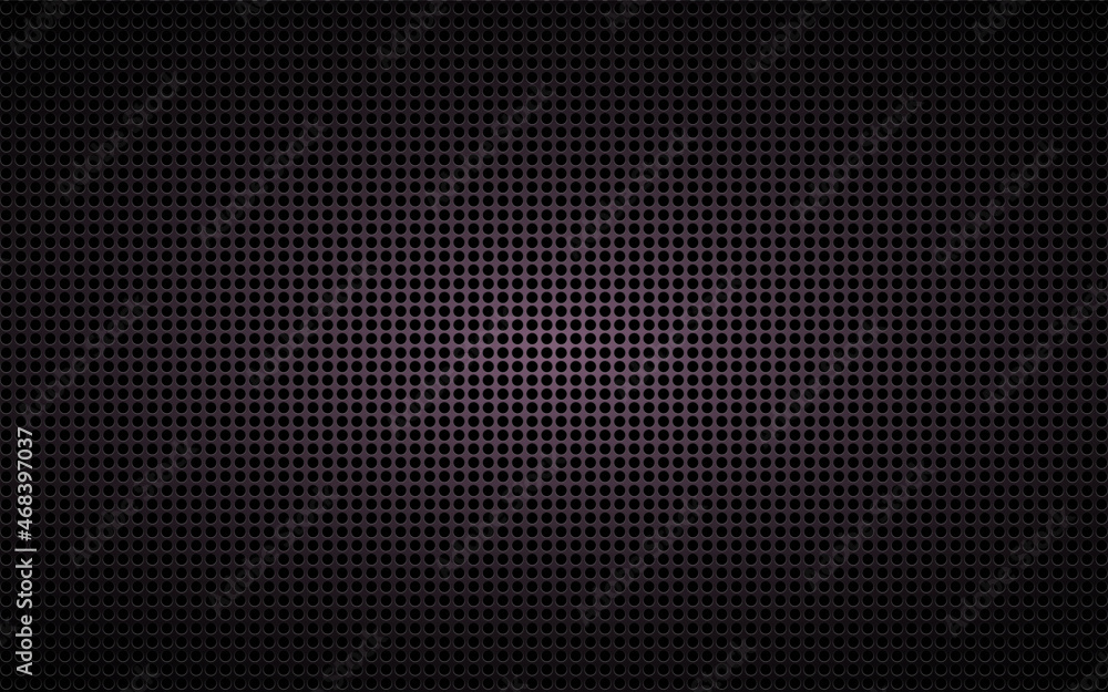 Modern background web banner, texture of black metal. Perforated sheet metal. Gradient background. - obrazy, fototapety, plakaty 