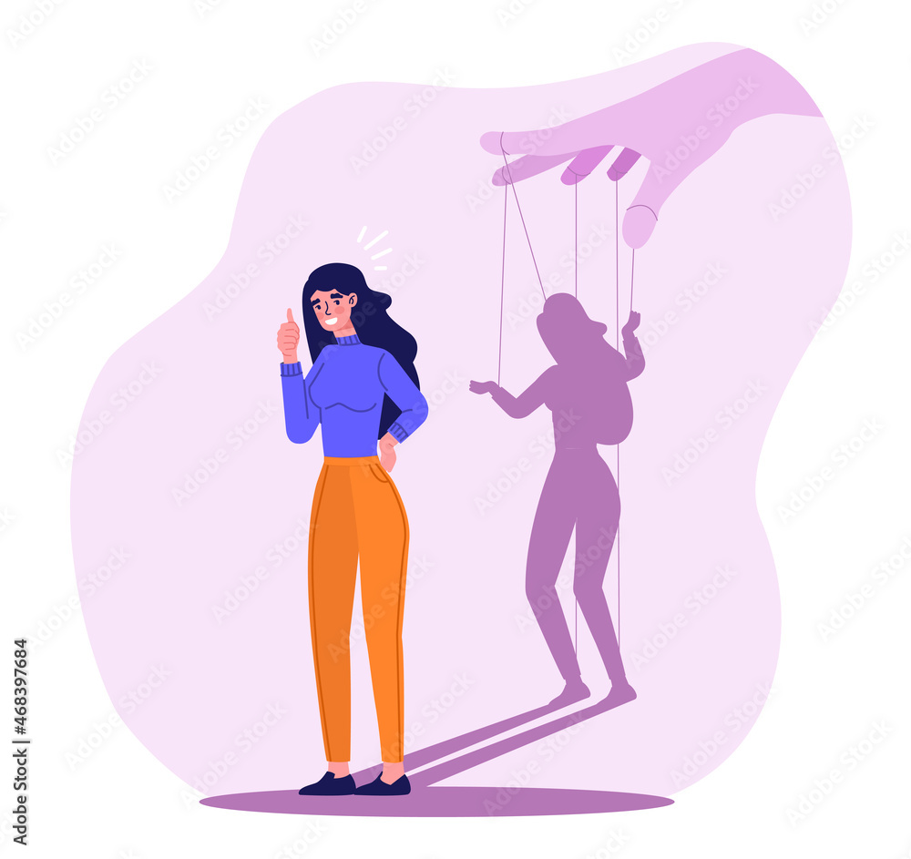 Vetor de Concept of influence or manipulation. Big hand controls