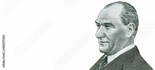 Ataturk at right. Portrait from Turkey 10 Lira 1970 Banknotes. photo