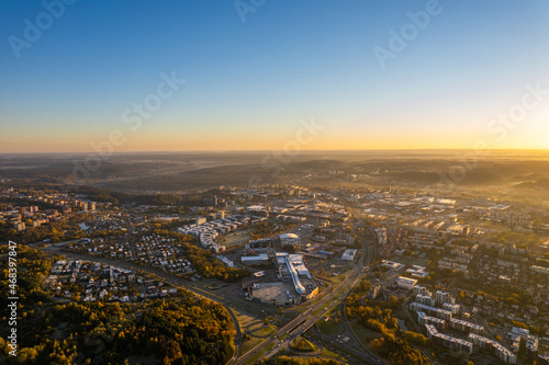Aerial autumn fall sunrise view of Vilnius panorama, Lithuania © Top Lithuania