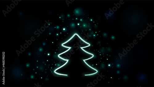 background template new year banner neon tree bright