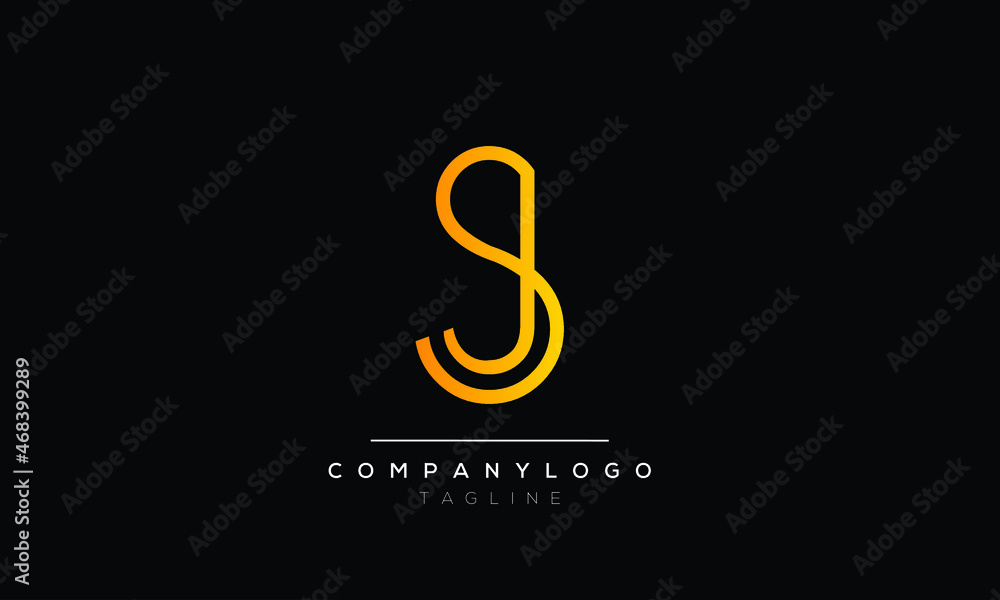 Obraz premium Abstract Letter Initial SJ JS Vector Logo Design Template