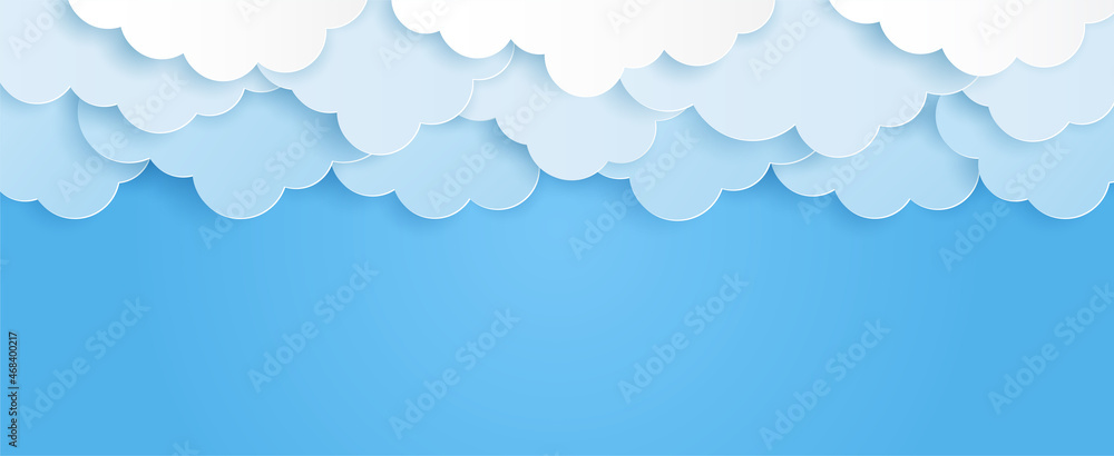 Paper art of cloud on blue sky with copy space. Vector illustration Paper art of cloud on blue sky with copy space. Vector illustration