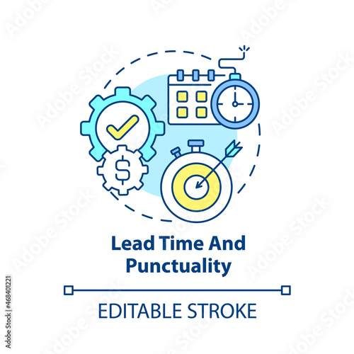 Lead time and punctuality concept icon. Productivity in production process. Operations managment abstract idea thin line illustration. Vector isolated outline color drawing. Editable stroke