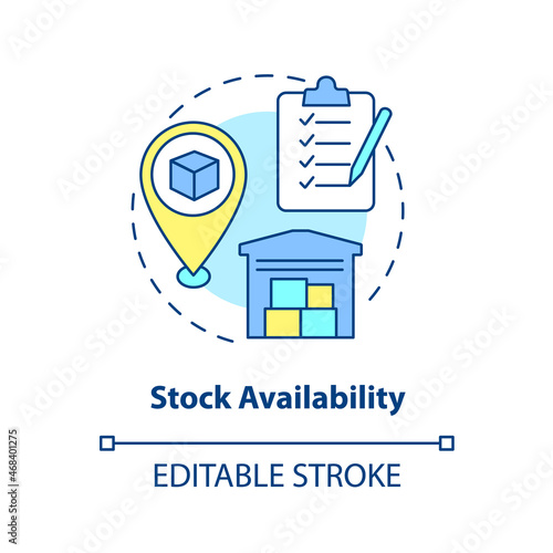 Stock availability concept icon. Monitoring products in warehouse for ecommerce. Operations managment abstract idea thin line illustration. Vector isolated outline color drawing. Editable stroke