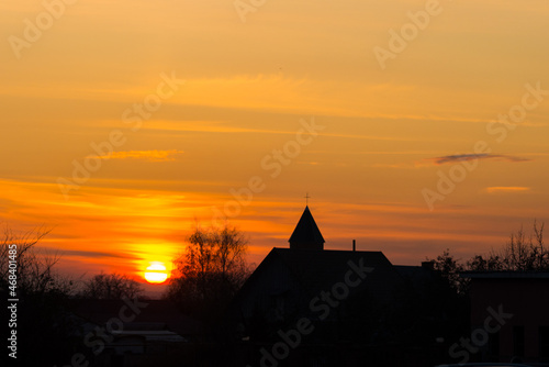 church in sunset